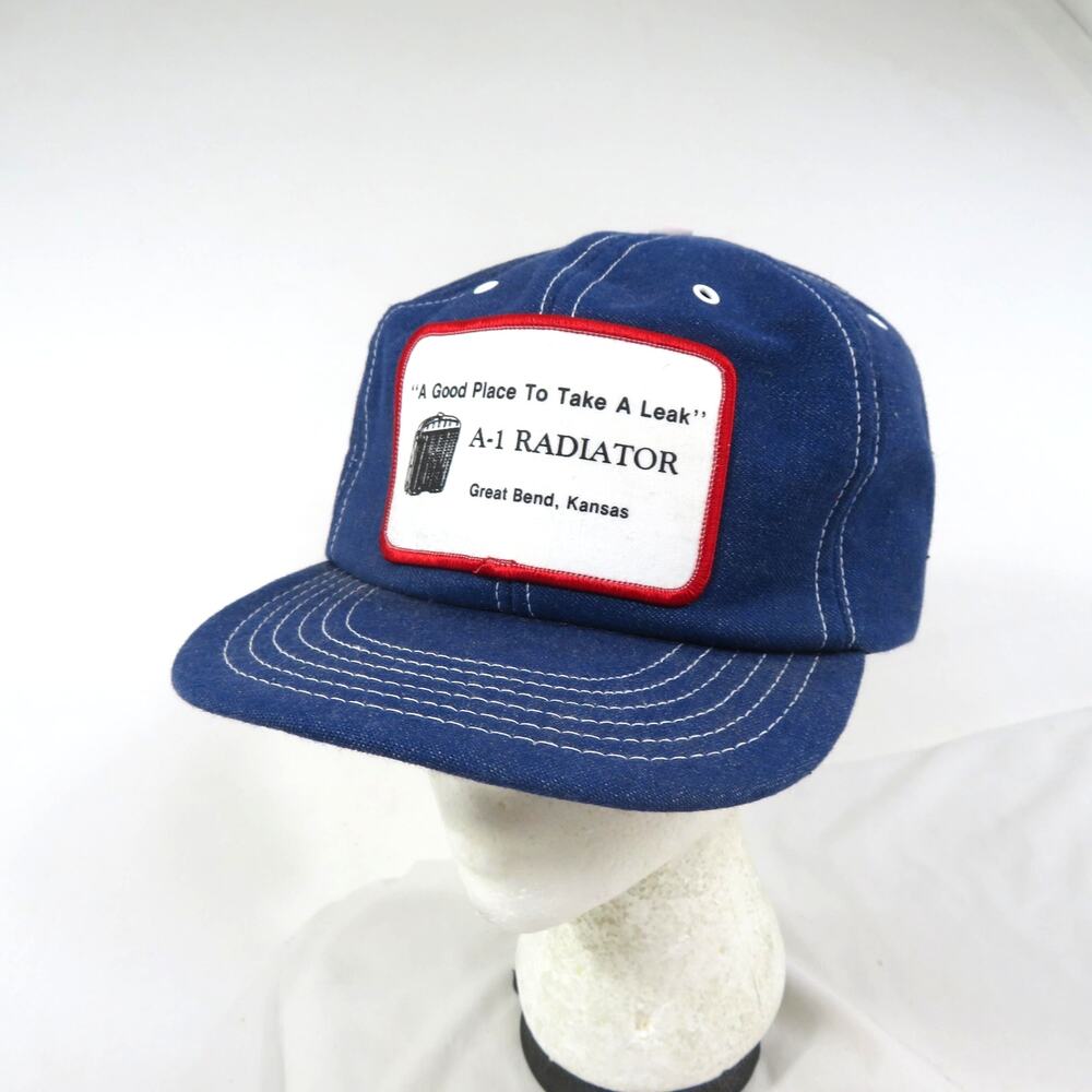 Funny A Good Place To Take A Leak Denim Hat Trucker Cap Blue Adjustable Snapback
